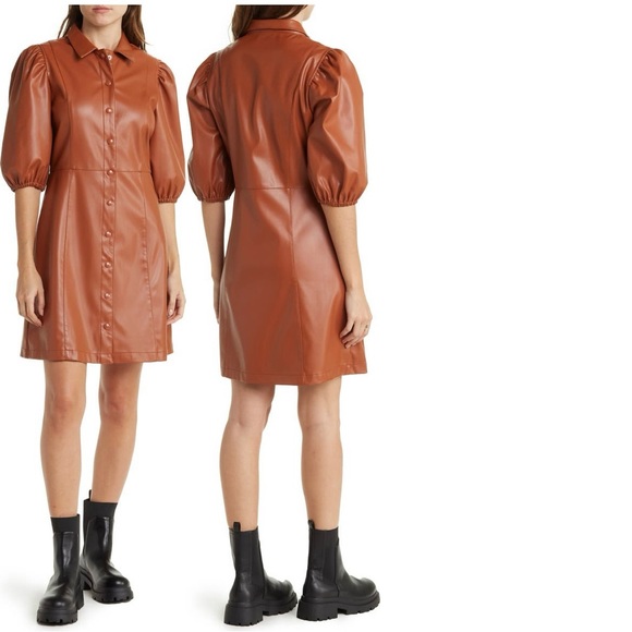 Faux Leather Shirt Dress - Picture 2 of 2